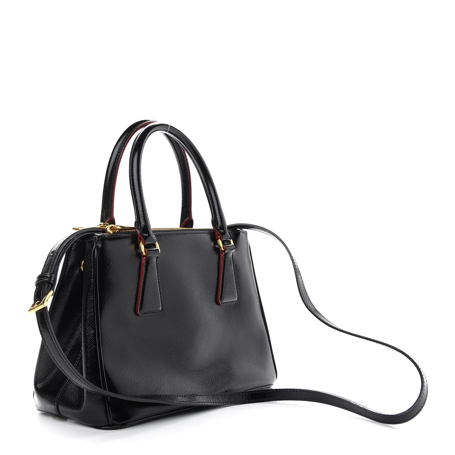 Prada Saffiano Vernice Small Galleria Double Zip Tote Black 3 of 8