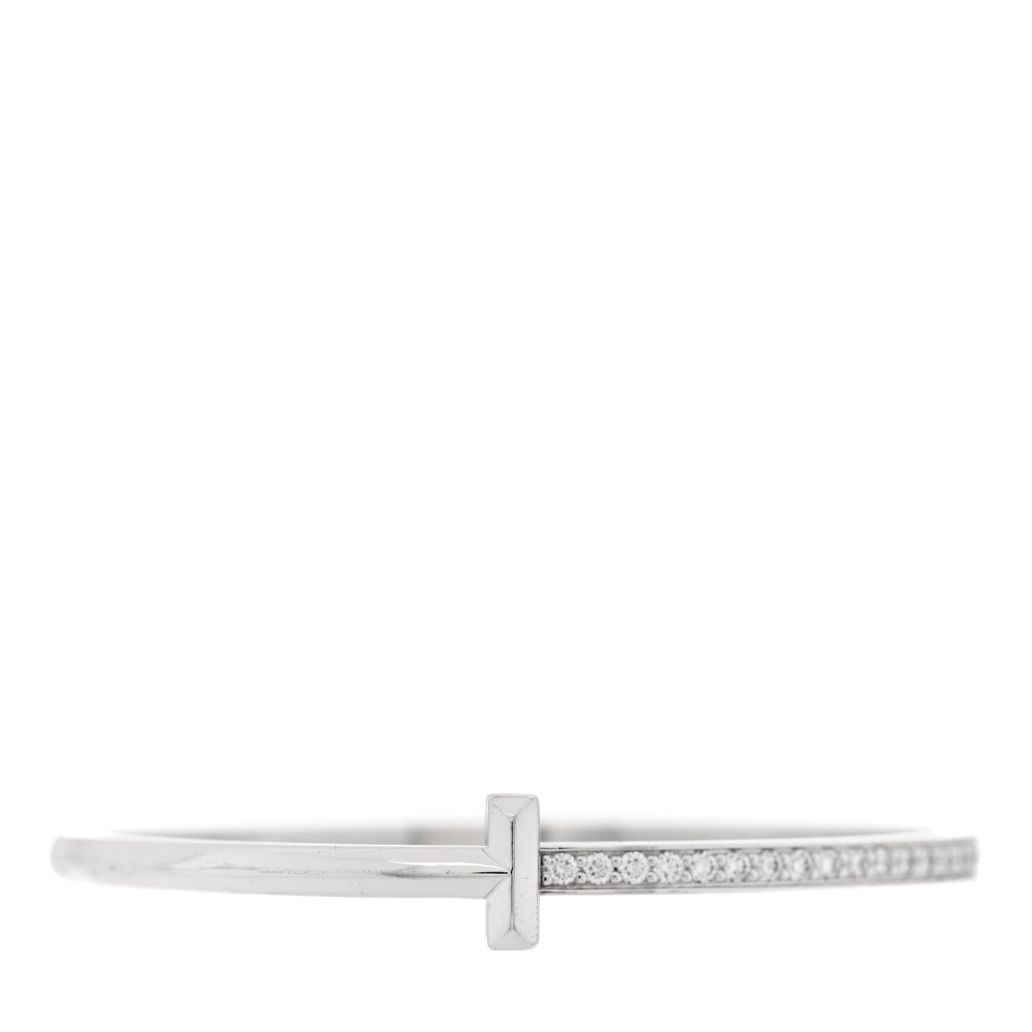 18K White Gold Diamond Narrow T1 Hinged Bangle Bracelet