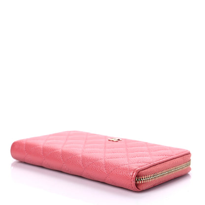 Chanel Caviar Quilted Large Gusset Zip Around Wallet Pink 9 of 9
