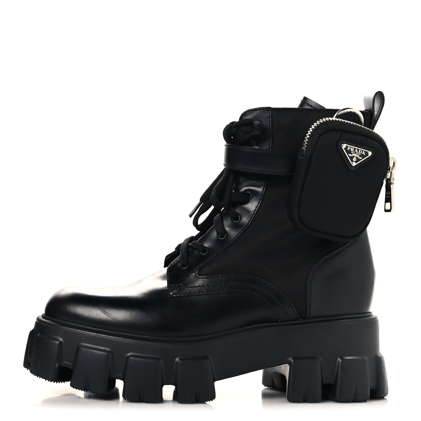 Spazzolato Rois Nylon Metal Triangle Logo Monolith Pouch Pocket 55mm Boots 38.5 Black
