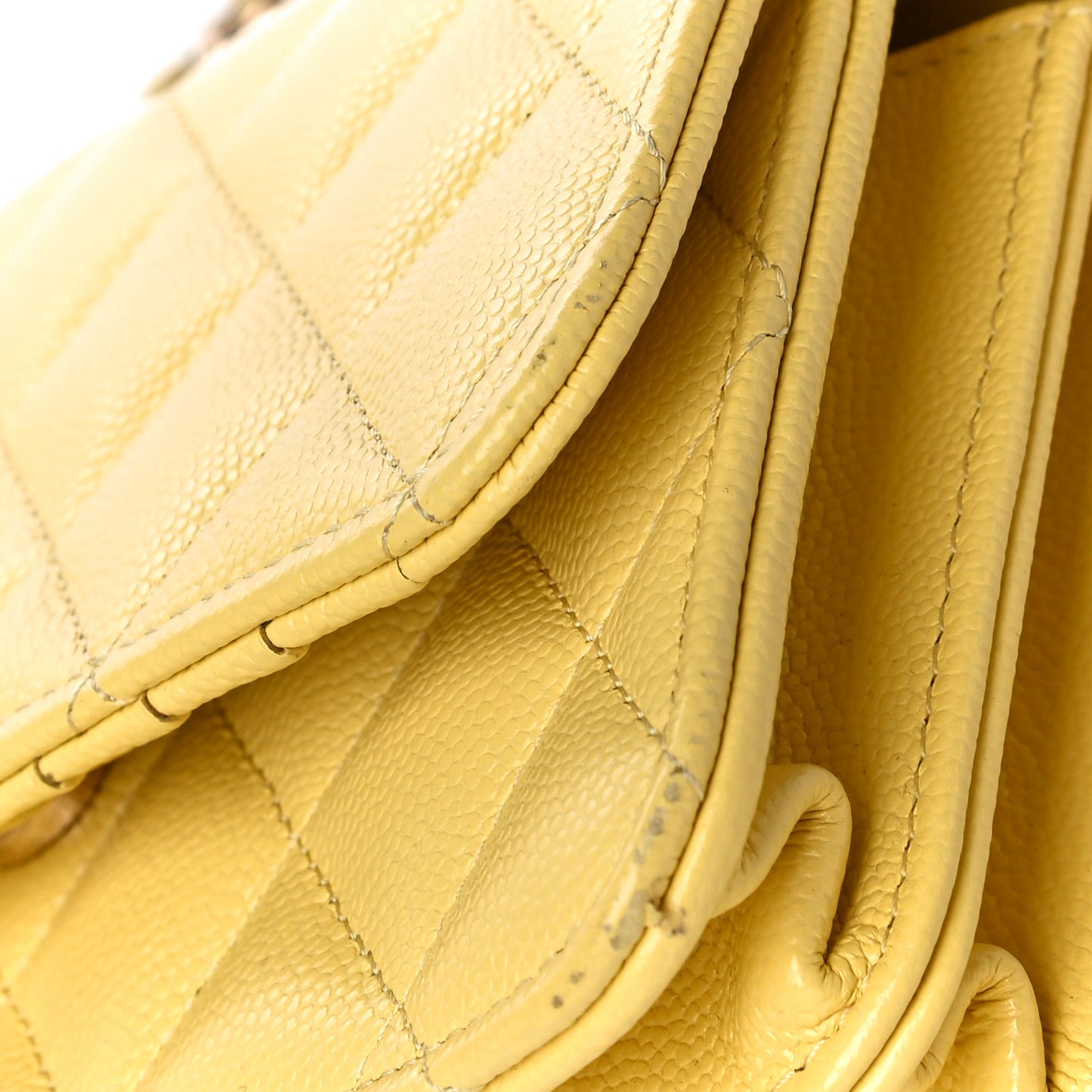 Caviar Quilted Mini Wallet On Chain WOC Yellow