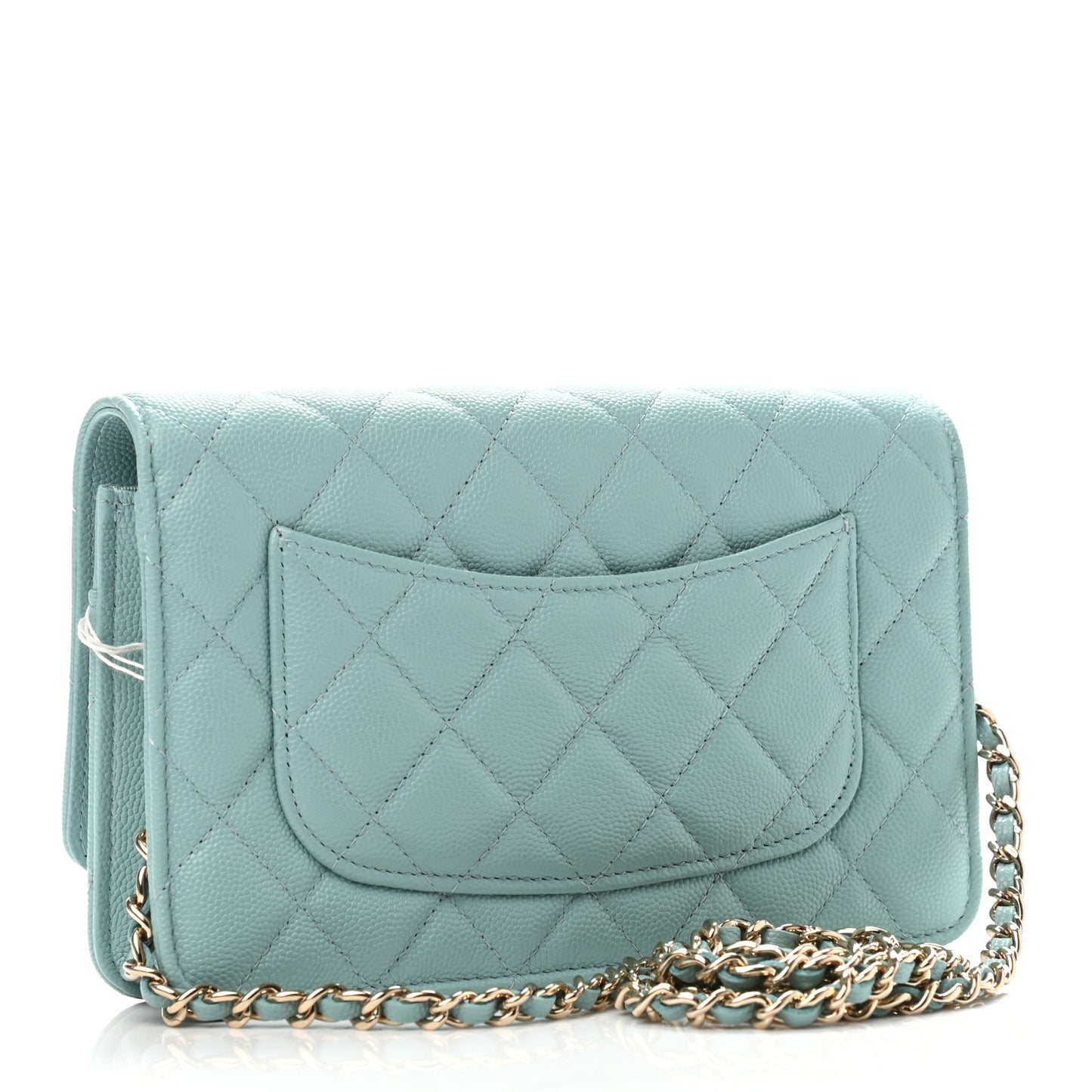 Caviar Quilted Wallet On Chain WOC Light Blue