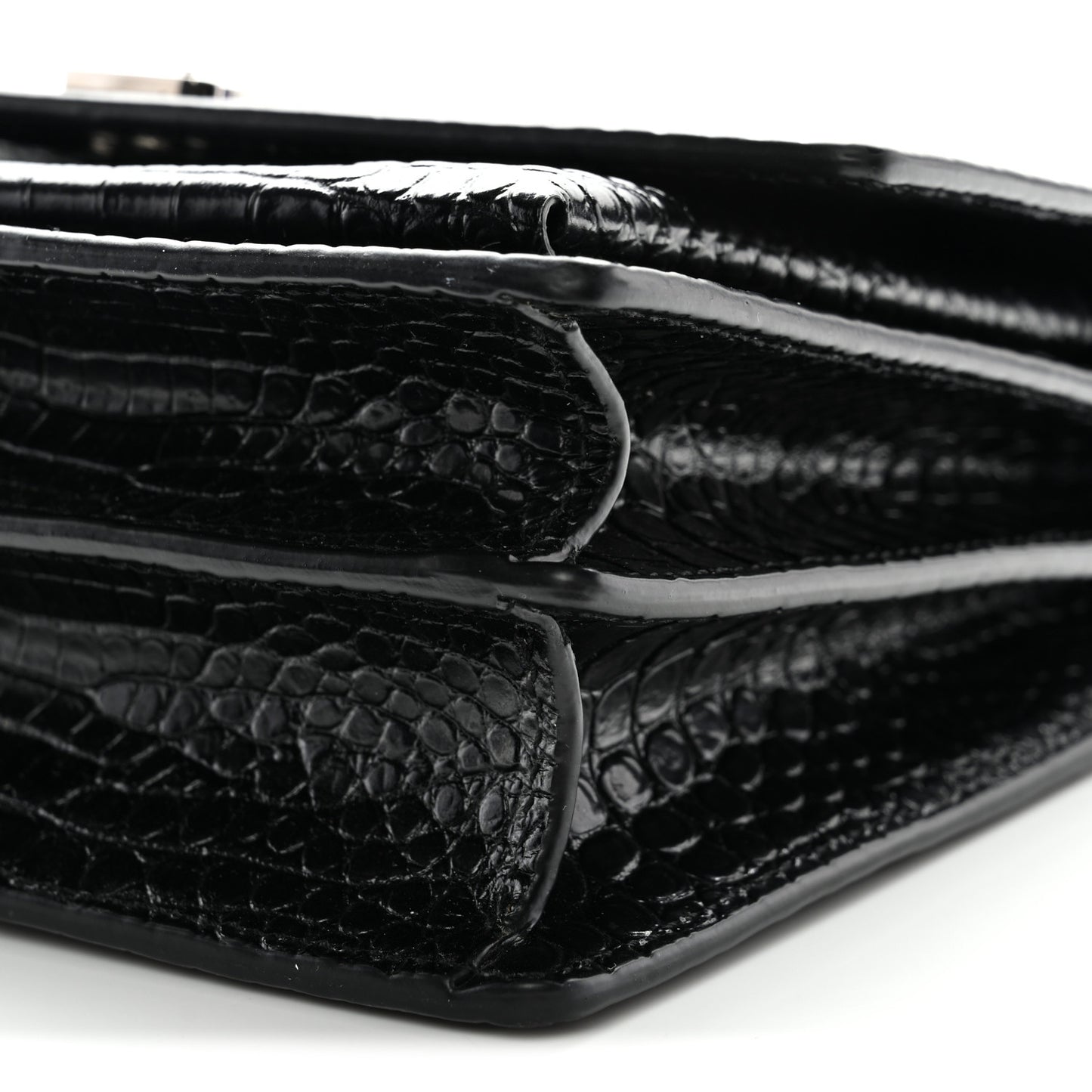 Calfskin Crocodile Embossed Medium Monogram Sunset Black