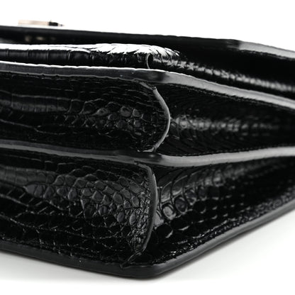 Saint Laurent Calfskin Crocodile Embossed Medium Monogram Sunset Black 10 of 11