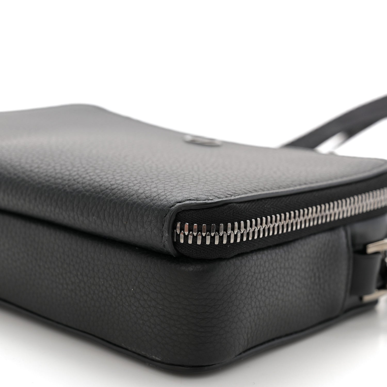 Christian Dior Grained Calfskin CD Icon Zipped Pouch With Strap Black 11 of 11