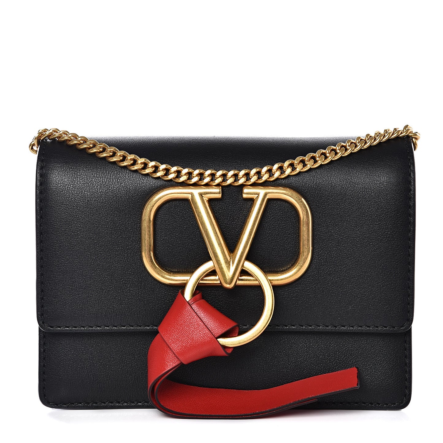 Smooth Calfskin Mini VRing Crossbody Bag Black