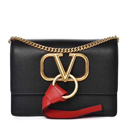 Valentino Garavani Smooth Calfskin Mini VRing Crossbody Bag Black 1 of 8