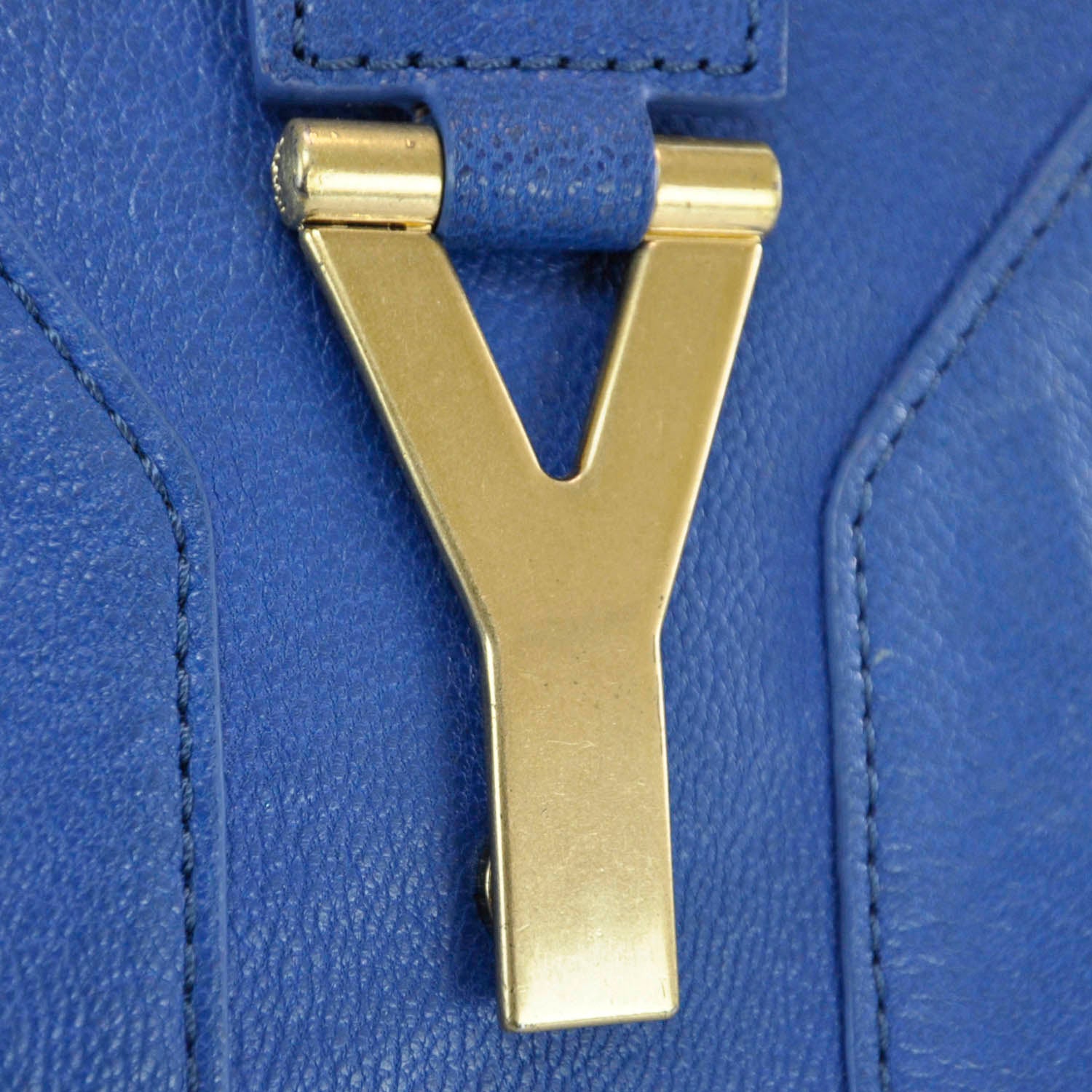Saint Laurent Leather Large Cabas Chyc Blue 5 of 9