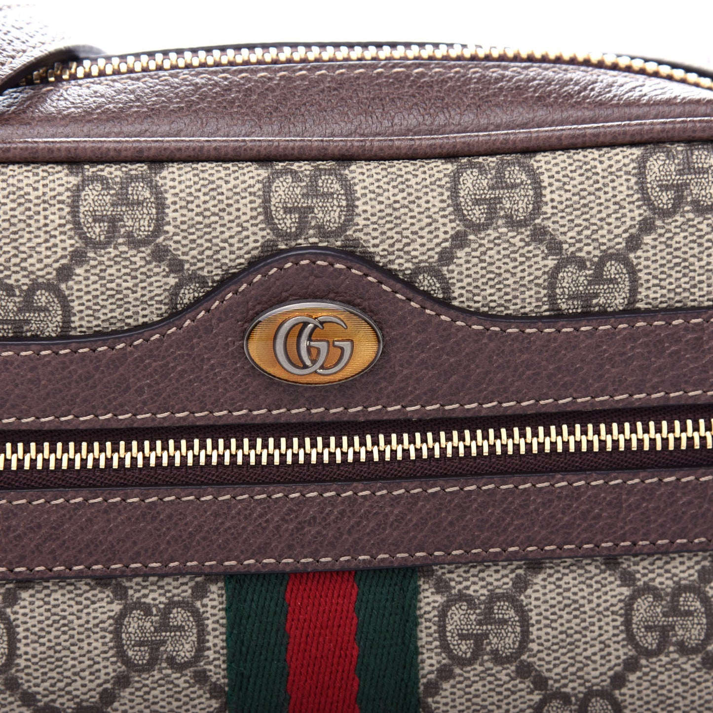 GG Supreme Monogram Web Mini Ophidia Shoulder Bag Brown