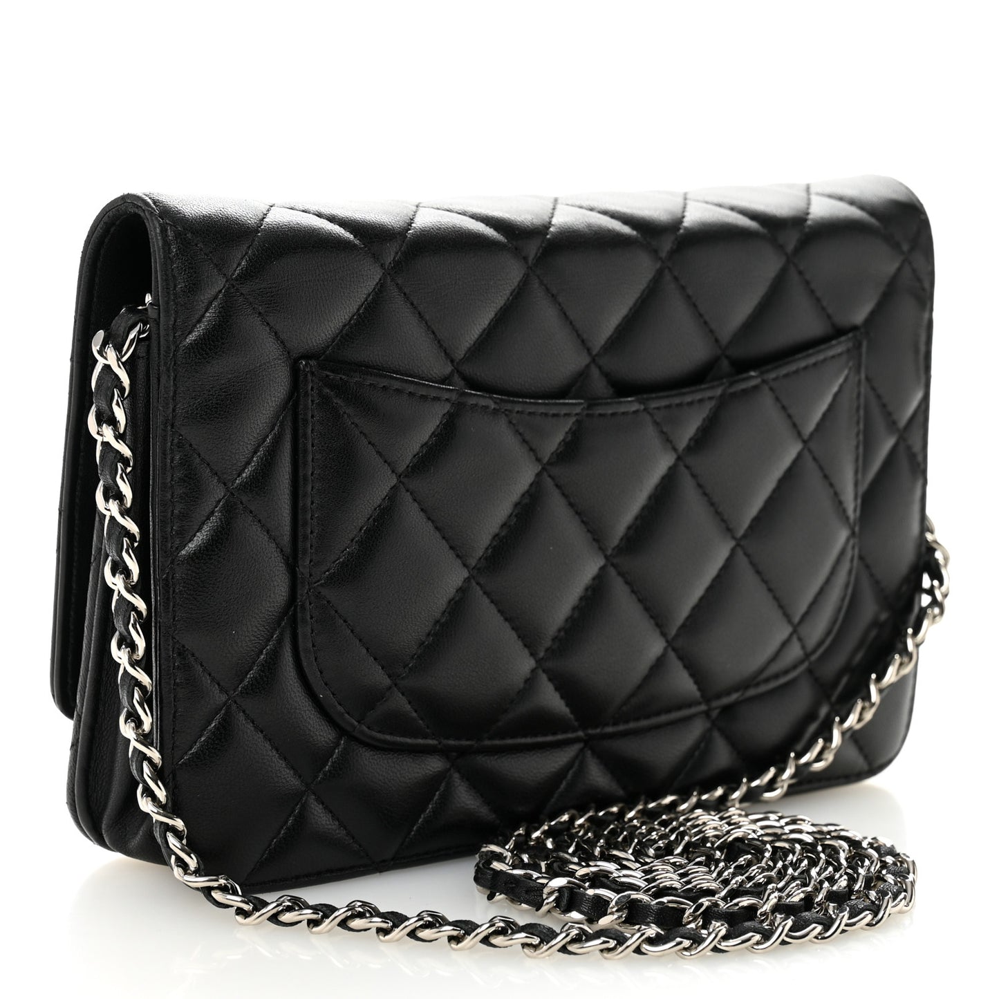 Lambskin Quilted Wallet On Chain WOC Black
