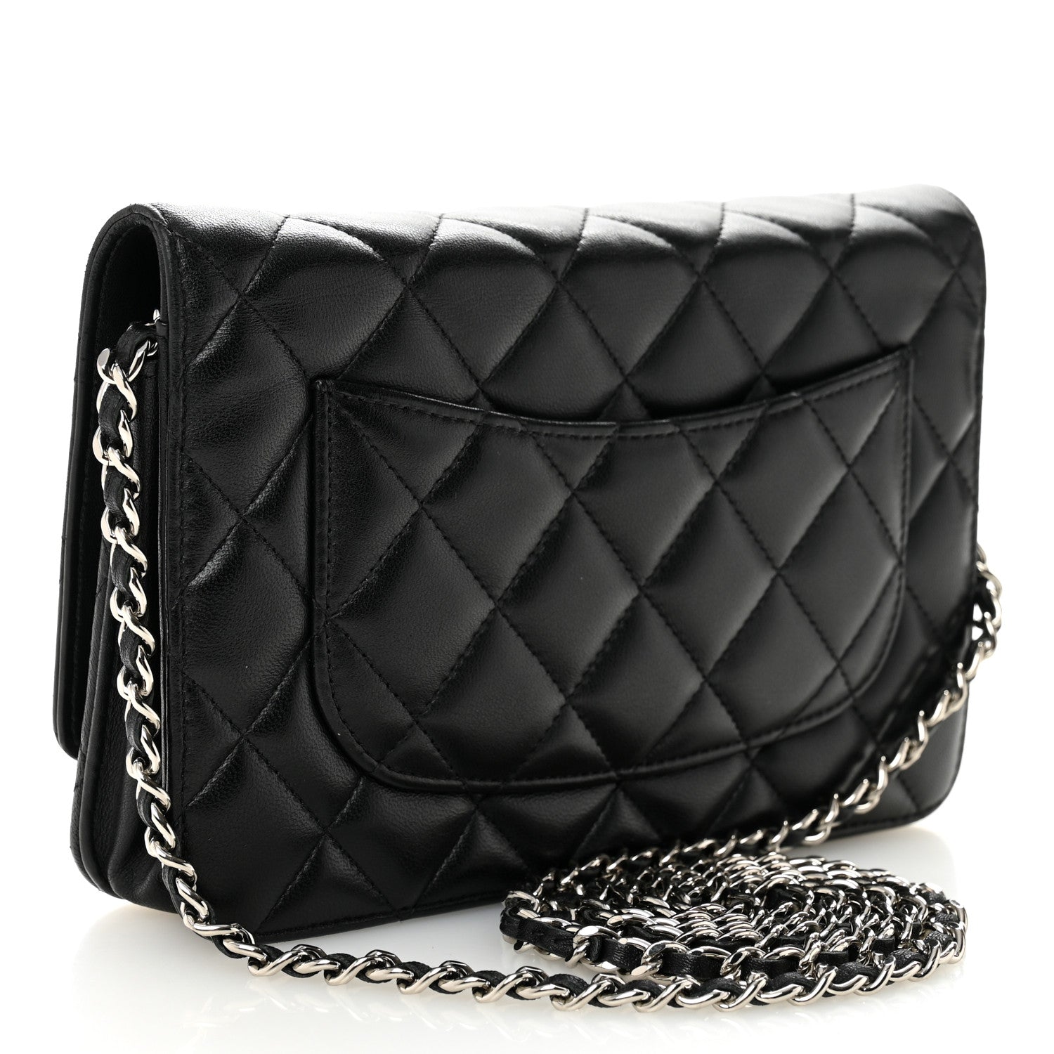 Chanel Lambskin Quilted Wallet On Chain WOC Black 3 of 11
