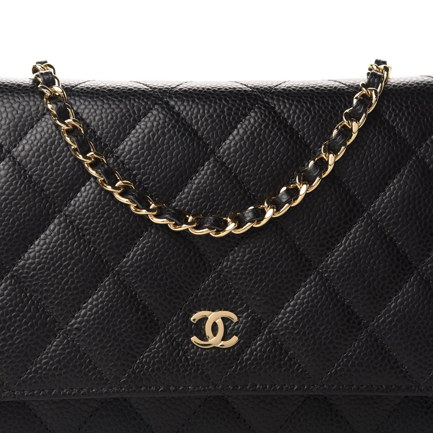 Caviar Quilted Wallet On Chain WOC Black