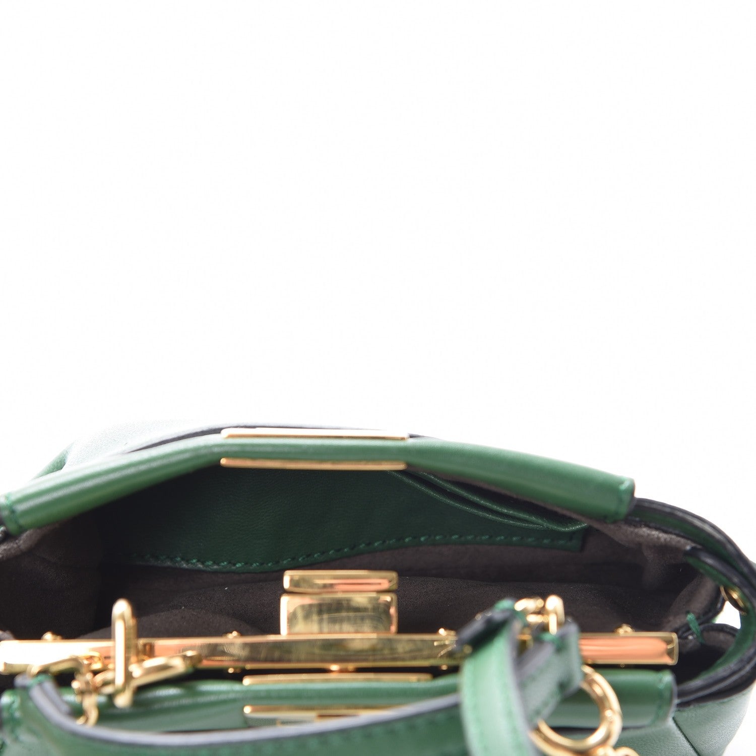 Fendi Shiny Nappa Micro Peekaboo Iconic Satchel Verde Smeraldo 6 of 11
