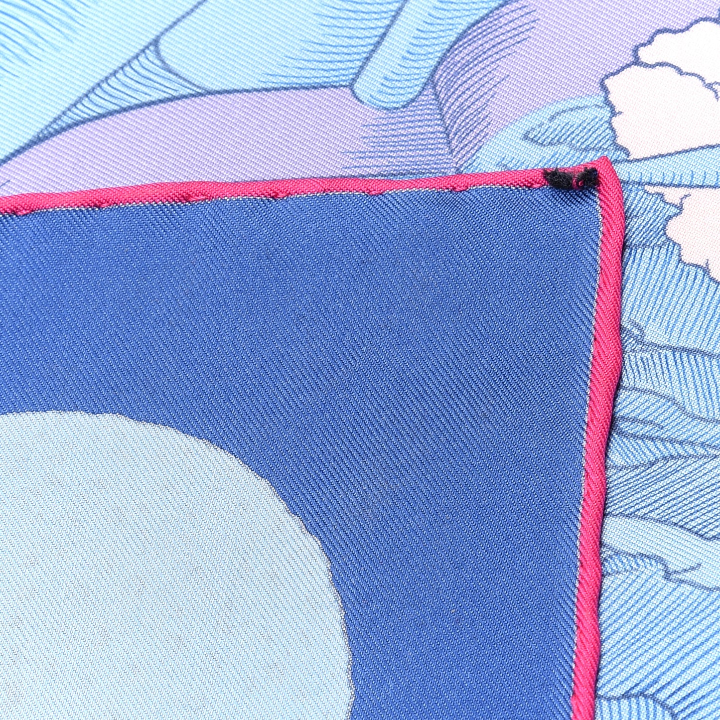 Silk Cosmographia Universalis Scarf 90 Bleu Jean Rose Vif