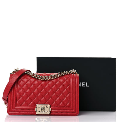 Chanel Caviar Quilted Medium Boy Flap Red 13 of 13