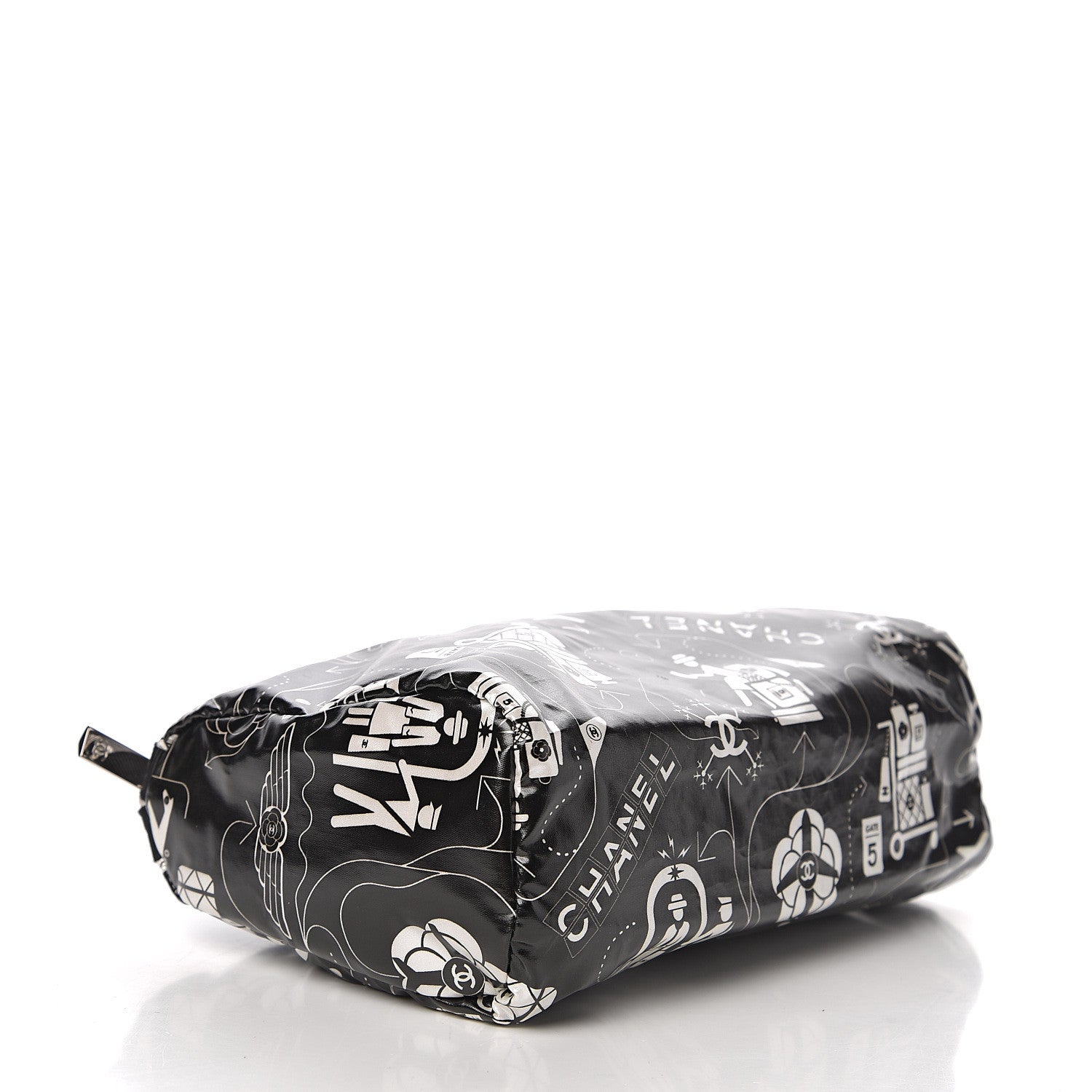 Chanel Coated Canvas Airline Cosmetic Pouch Black White 3 of 7