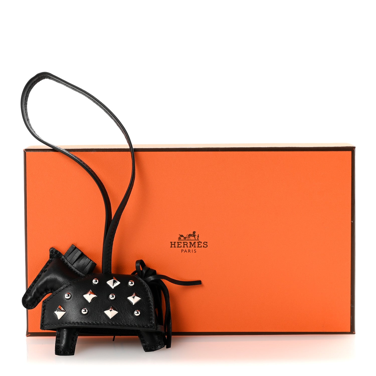 Hermes Milo Lambskin Studded Grigri Rodeo Robeo Rock Horse Bag Charm PM Black 4 of 4
