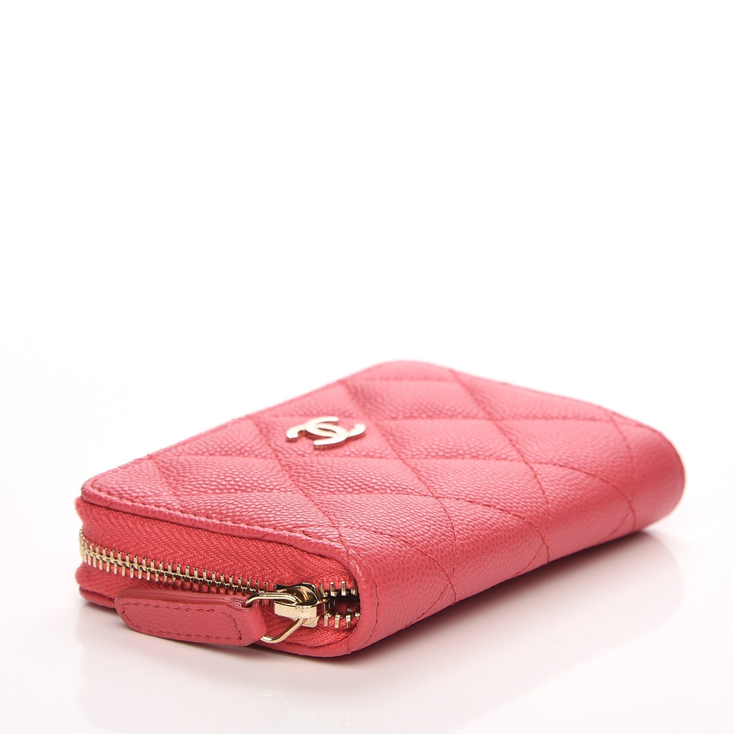 Caviar Quilted Zip Coin Purse Dark Pink
