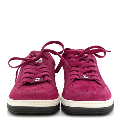 Chanel Suede Calfskin Logo Sneakers 37 Dark Pink 3 of 10