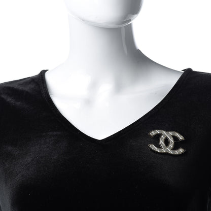 Chanel Metal Quilted CC Brooch Silver Gold 2 of 5
