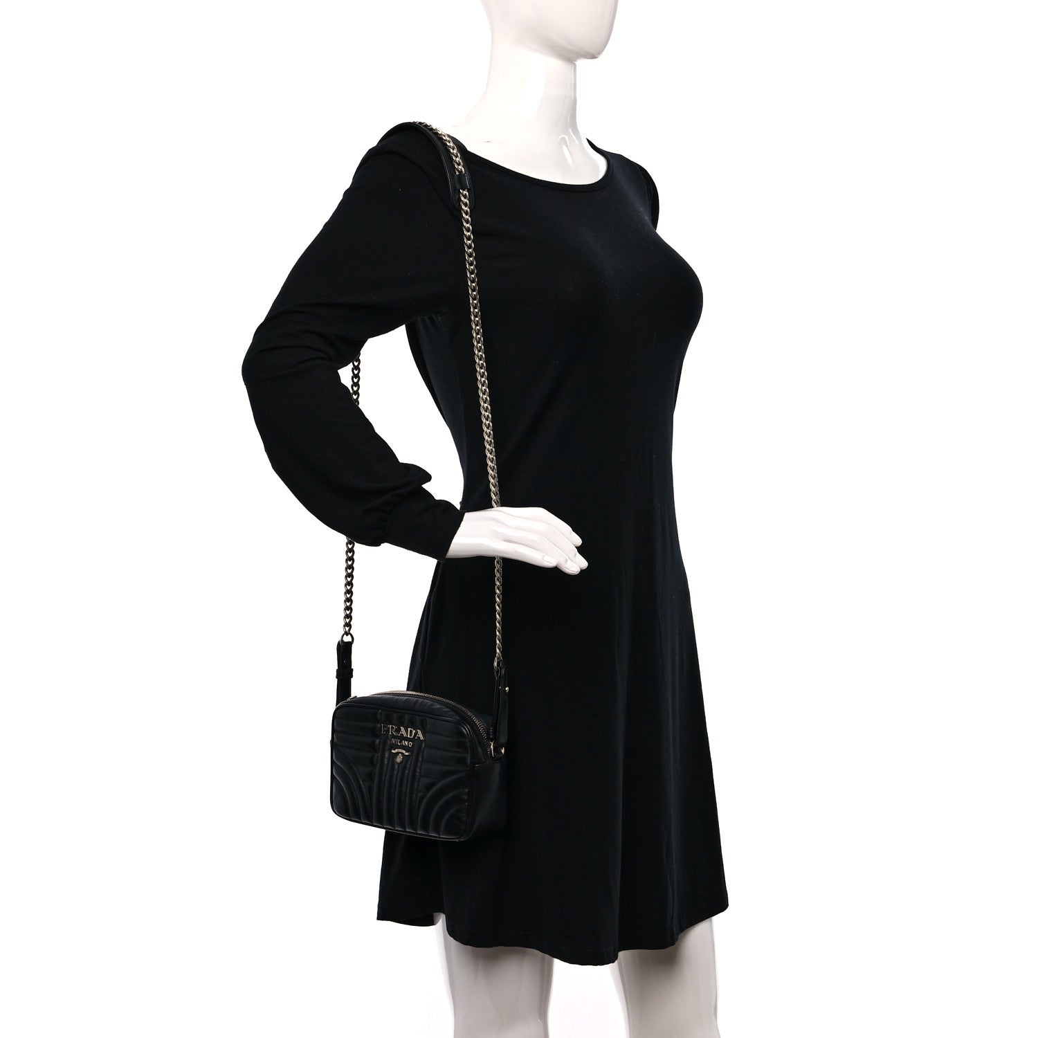 Prada Soft Calfskin Diagramme Camera Bag Black 4 of 15
