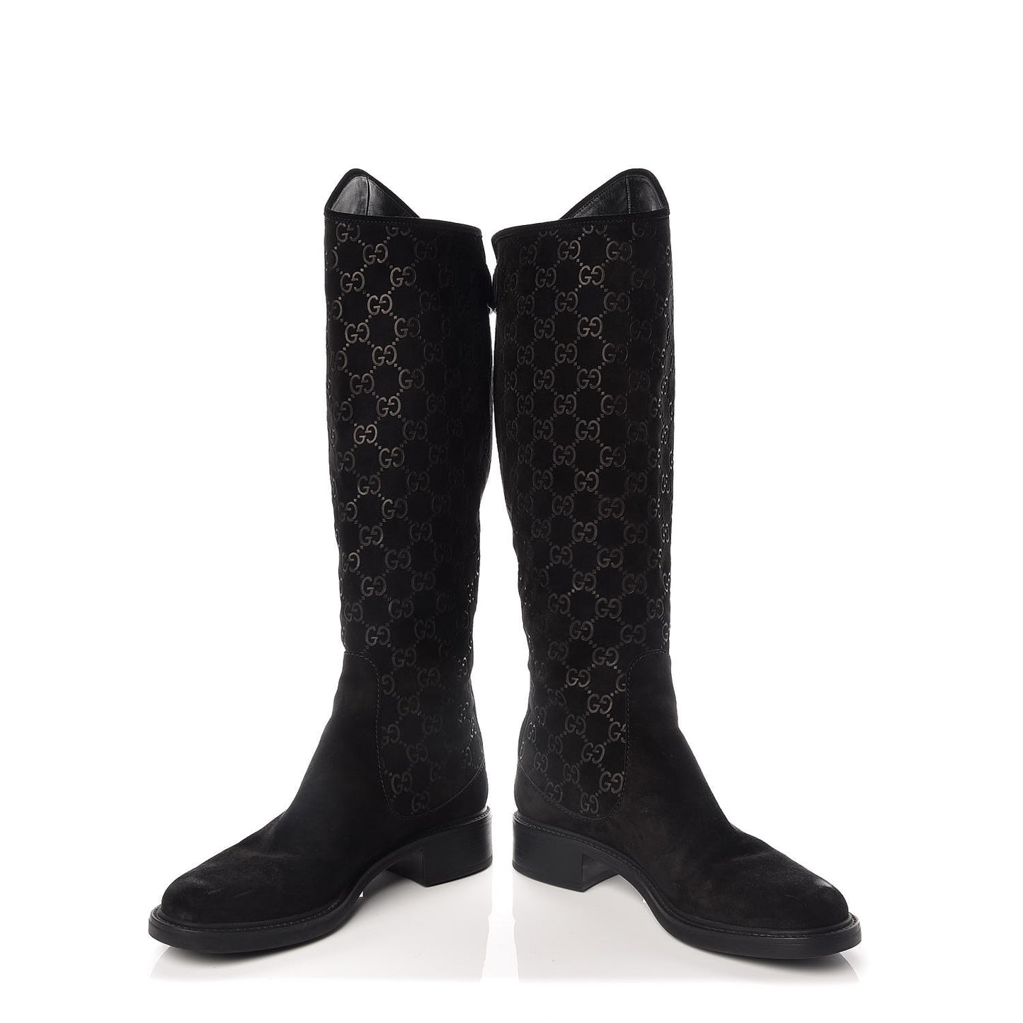 Suede Softy GG Knee High Riding Boots 37 Black