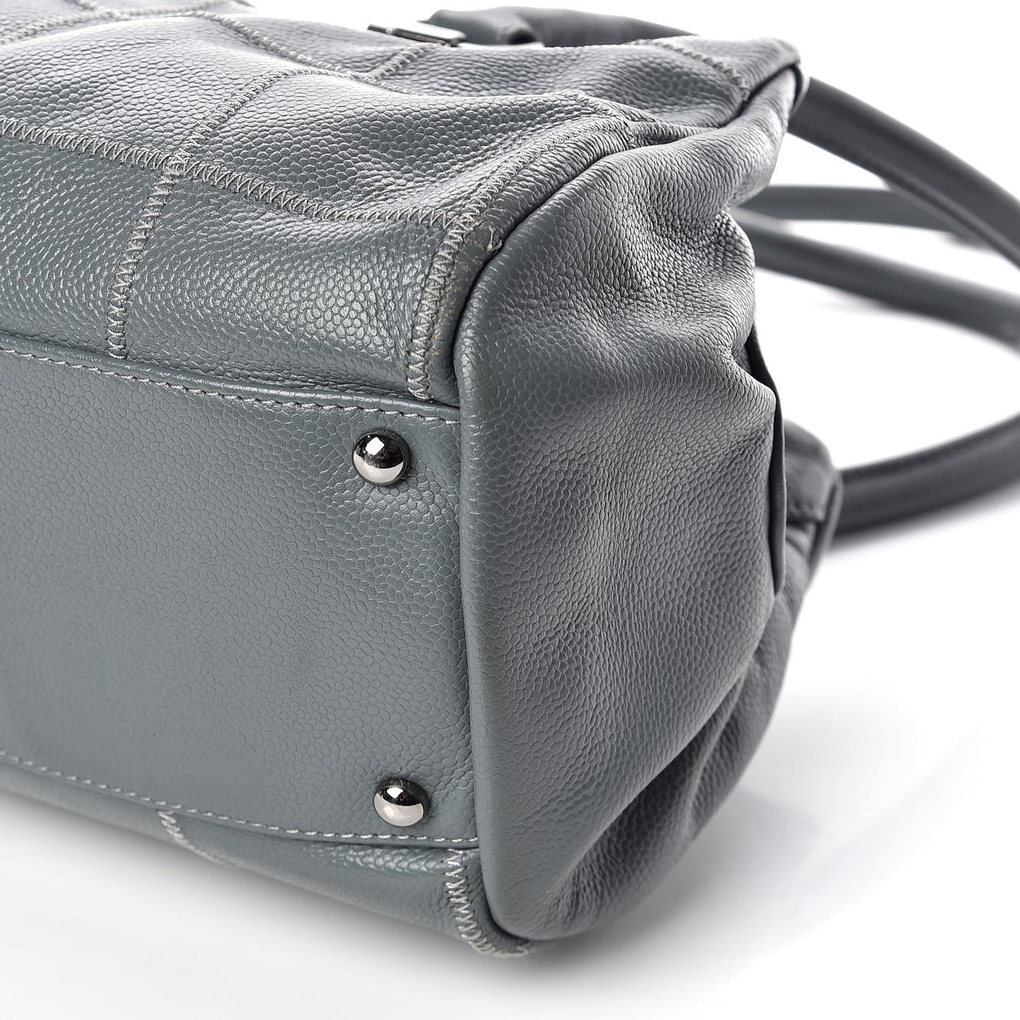 Caviar Square Stitched Medium Tote Grey
