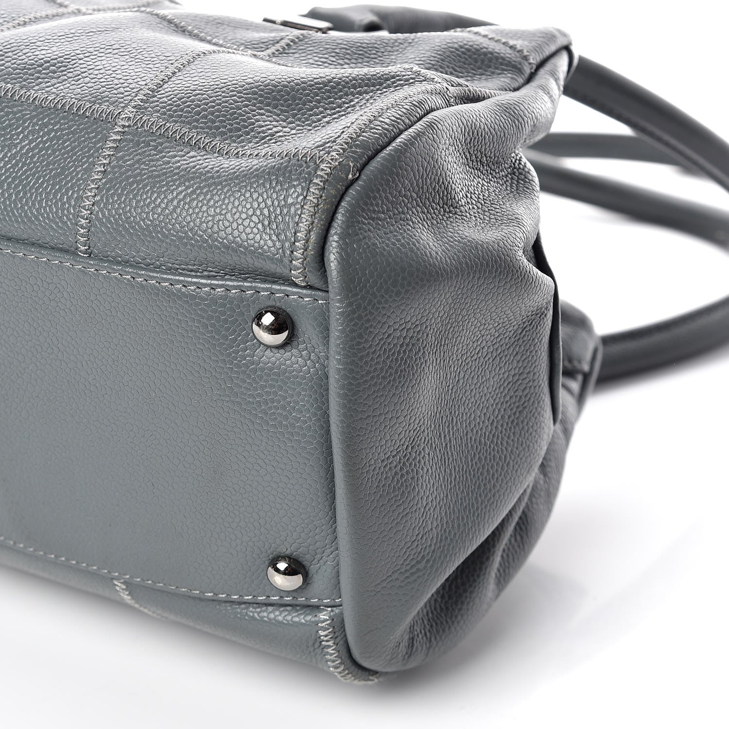 Chanel Caviar Square Stitched Medium Tote Grey 6 of 14