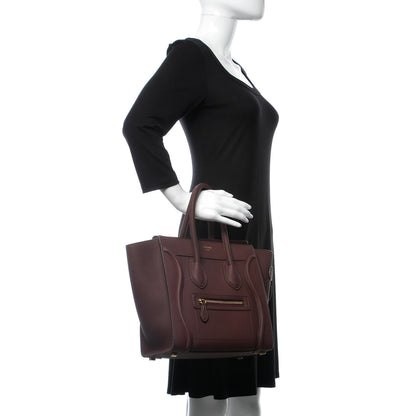 Celine Baby Drummed Calfskin Micro Luggage Burgundy 2 of 9