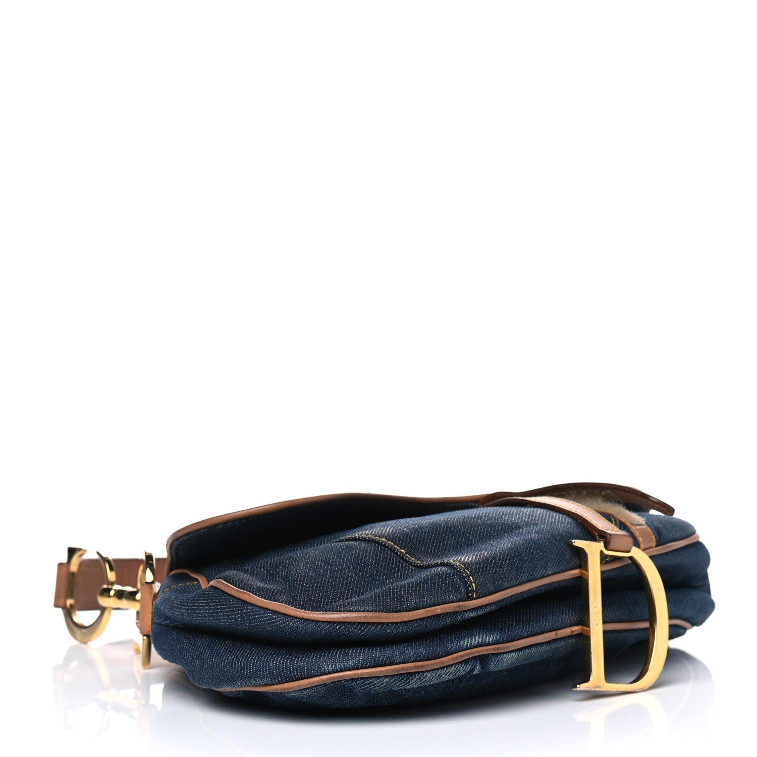 Christian Dior Denim Calfskin Saddle Bag Blue 3 of 8
