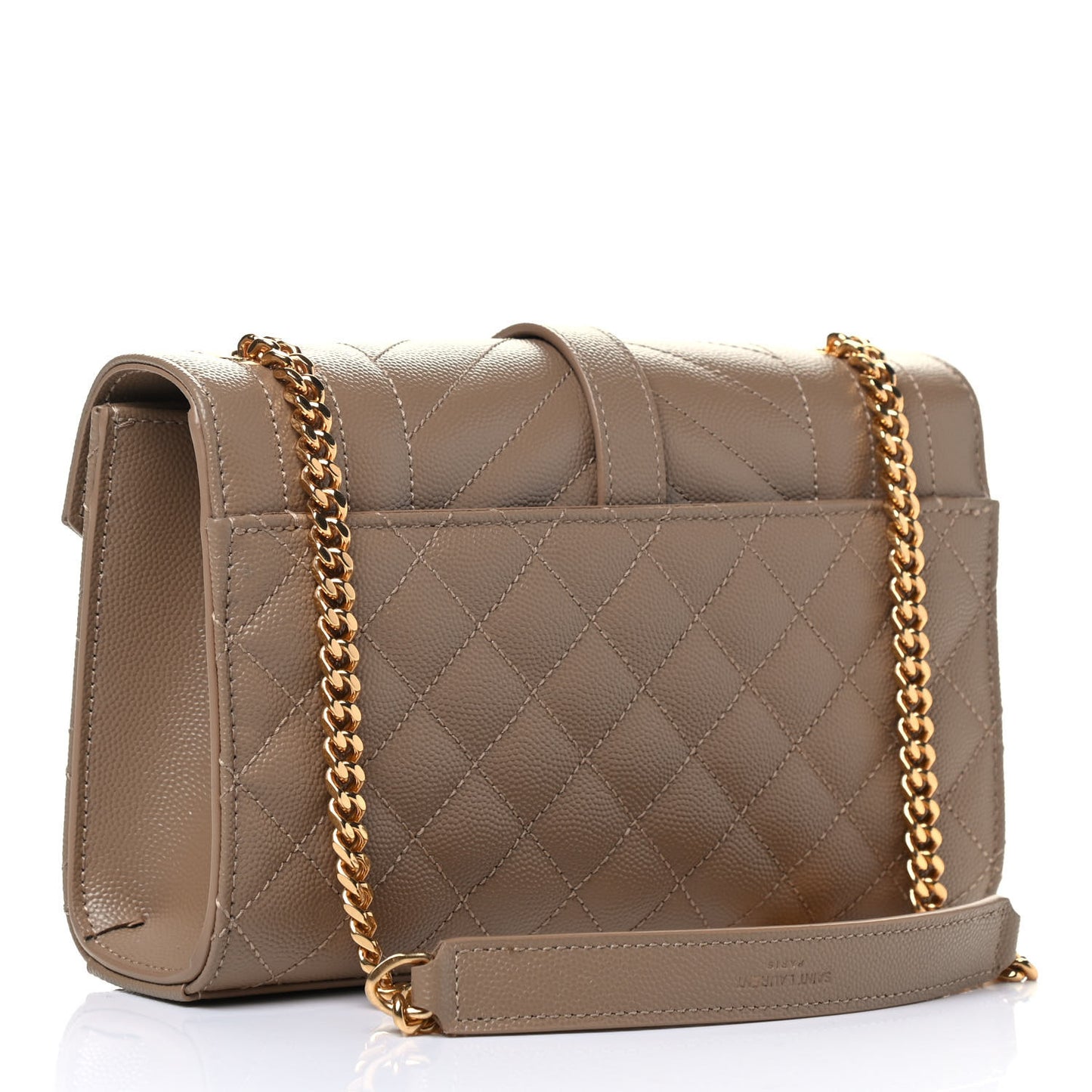 Grain De Poudre Textured Mixed Matelasse Triquilt Small Monogram Satchel Dark Beige