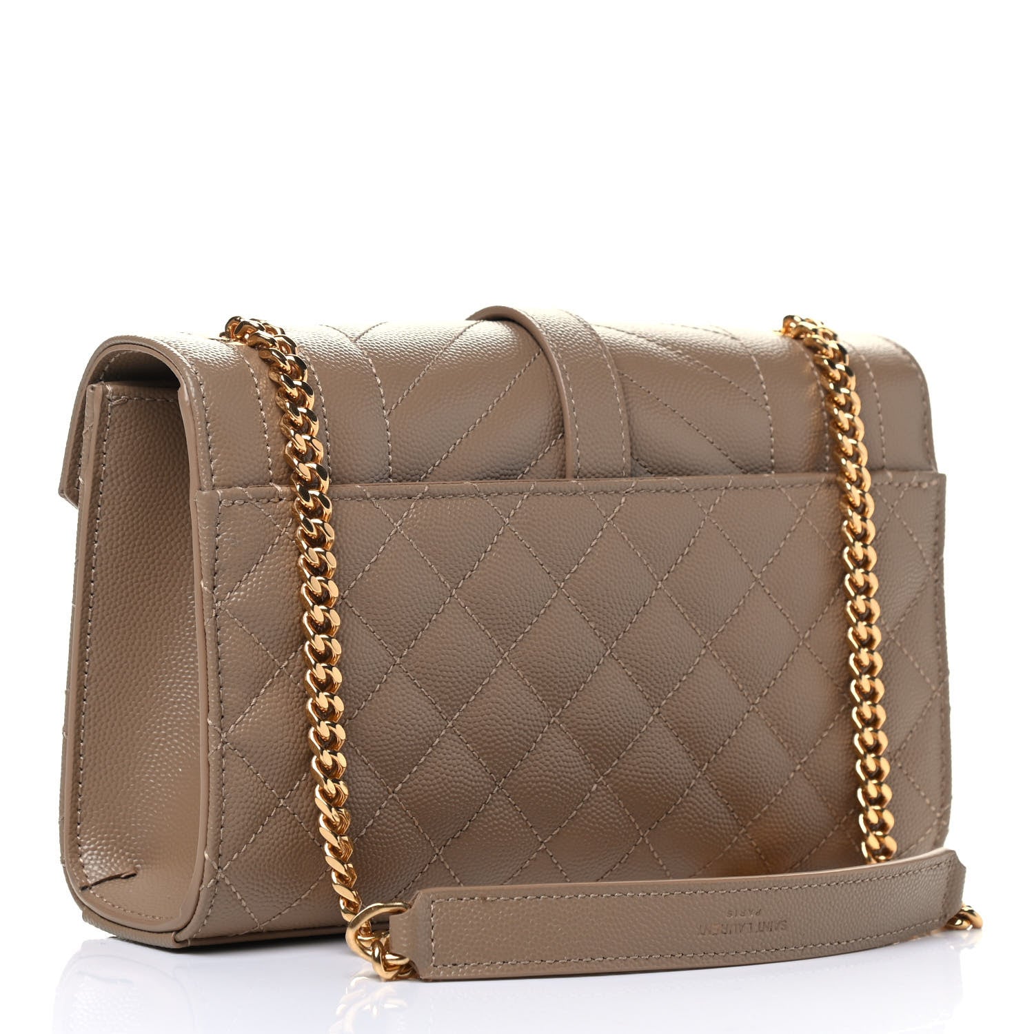 Saint Laurent Grain De Poudre Textured Mixed Matelasse Triquilt Small Monogram Satchel Dark Beige 2 of 4