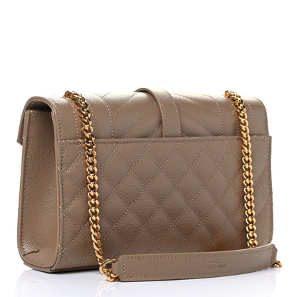 Saint Laurent Grain De Poudre Textured Mixed Matelasse Triquilt Small Monogram Satchel Dark Beige 2 of 4