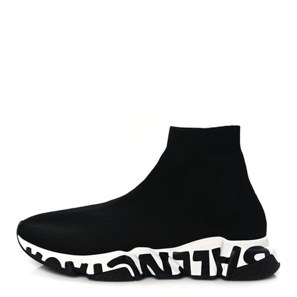 Balenciaga Neoprene Knit Speed Graffiti Sneakers 42 Black White 1 of 9