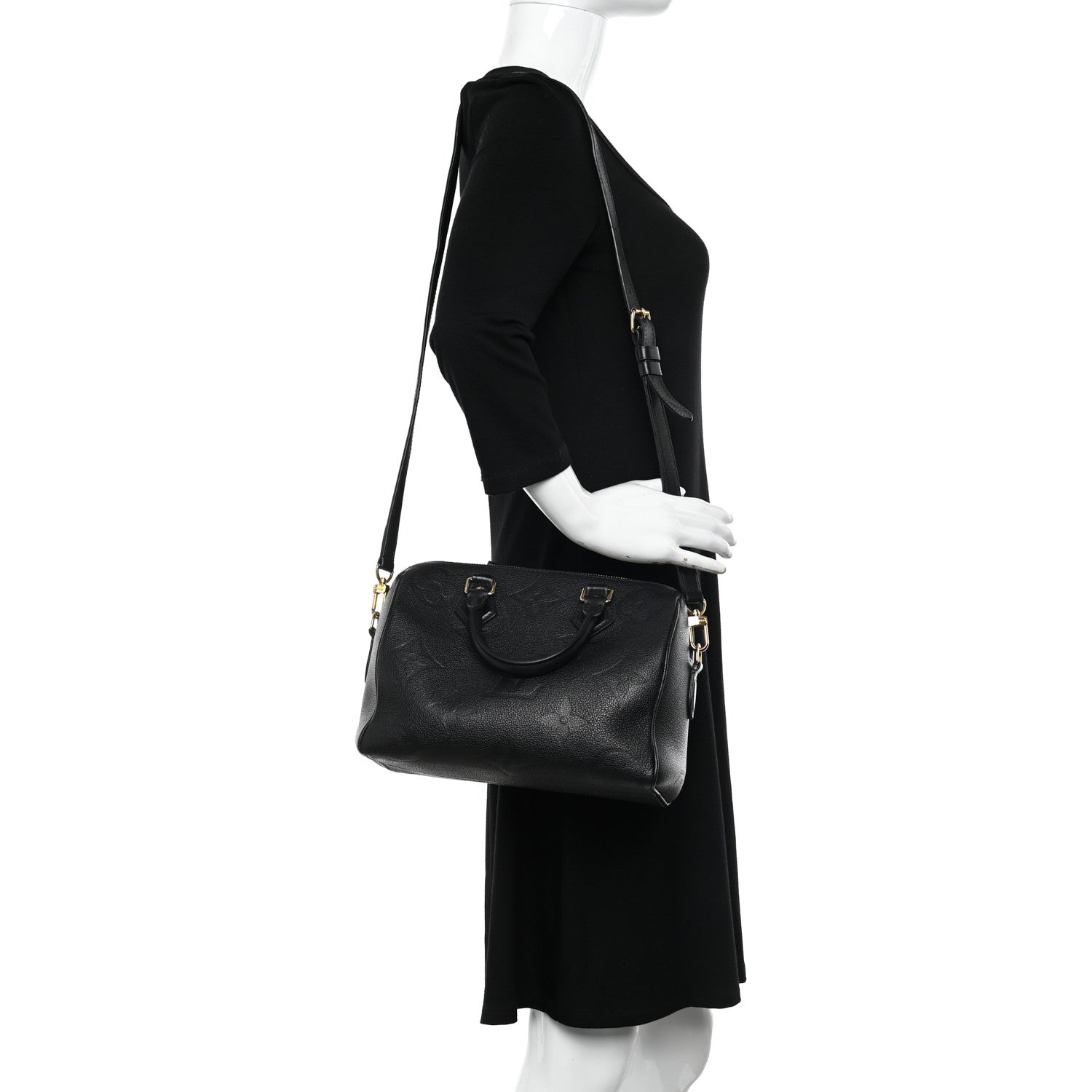 Louis Vuitton Empreinte Monogram Giant Speedy Bandouliere 20 Black 2 of 11