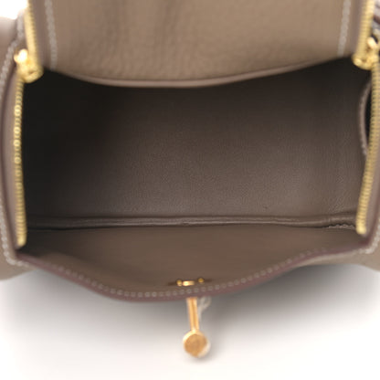 Hermes Taurillon Clemence Mini Lindy 20 Etoupe 5 of 9