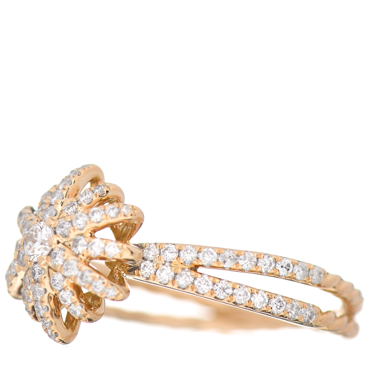 David Yurman 18K Yellow Gold Diamond Starburst Ring 54 6.75 3 of 5
