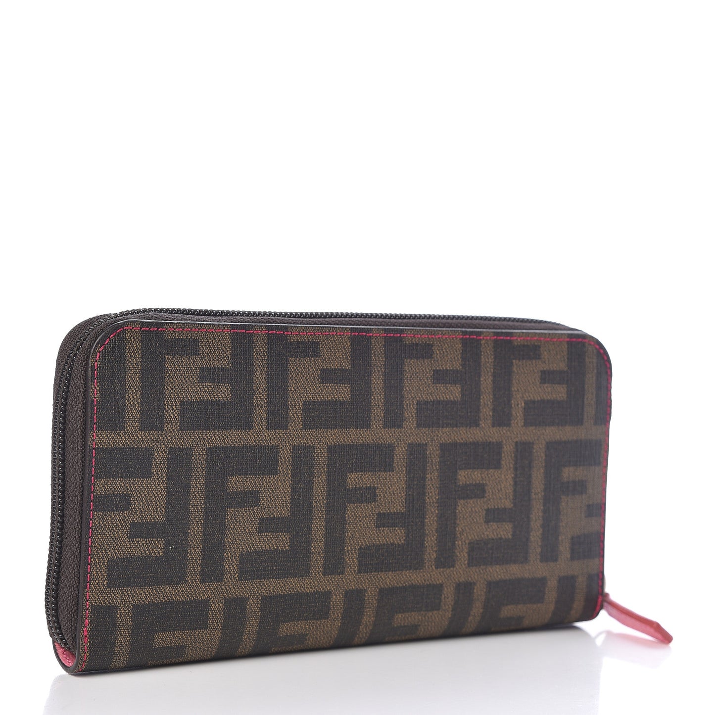 Zucca Spalmati Vitello Elite Zip Around Wallet Tobacco Fuxia Fragola