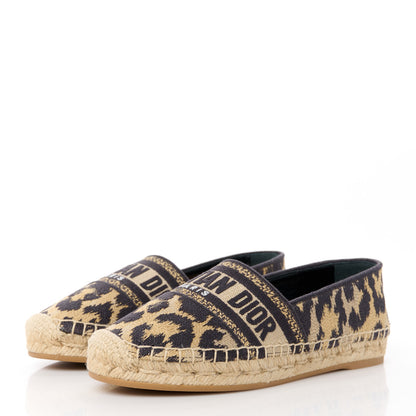 Christian Dior Cotton Embroidered Leopard Print Granville Espadrille 35 Natural 3 of 9