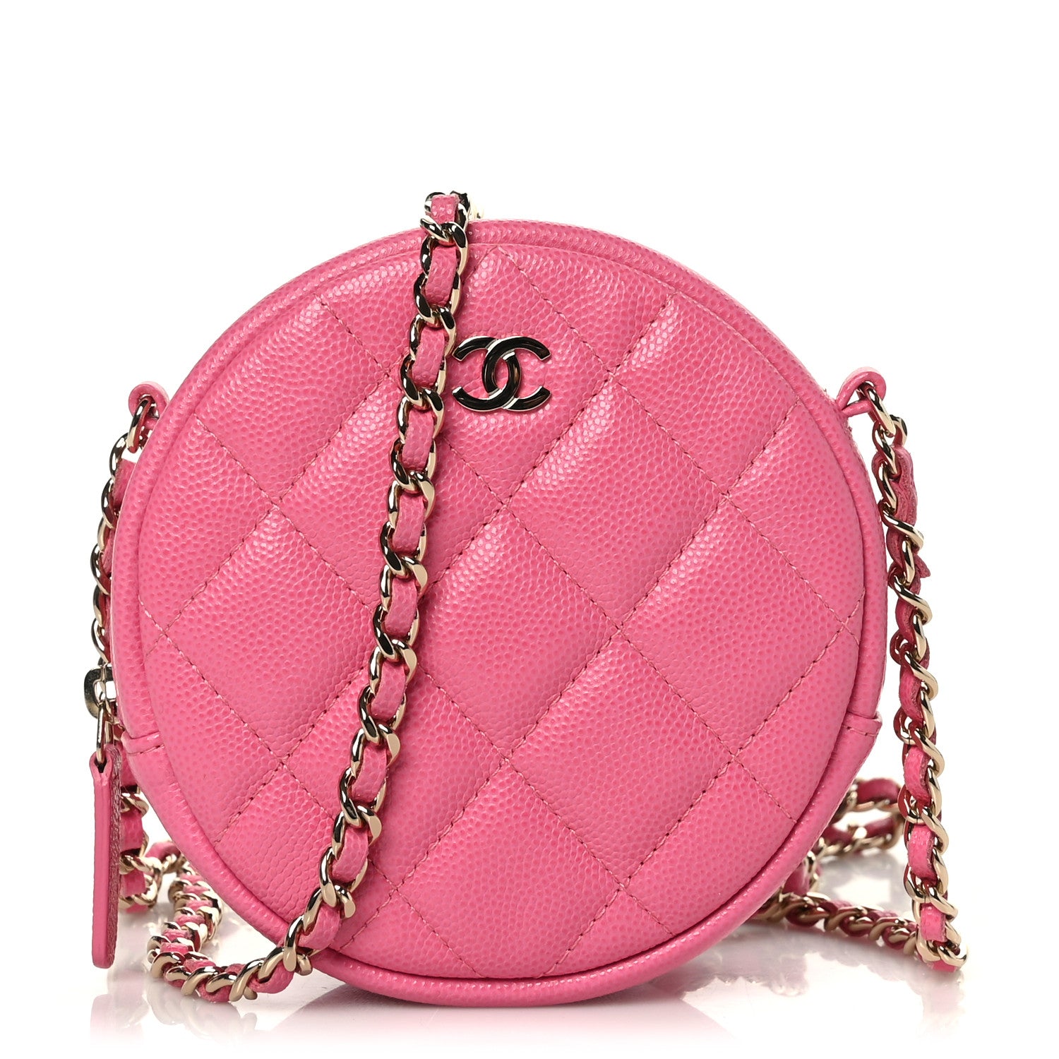 Chanel Caviar Quilted Round Clutch With Chain Pink 1 of 9