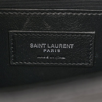 Saint Laurent Grain De Poudre Textured Mixed Matelasse Triquilt Medium Monogram Satchel Black 6 of 12