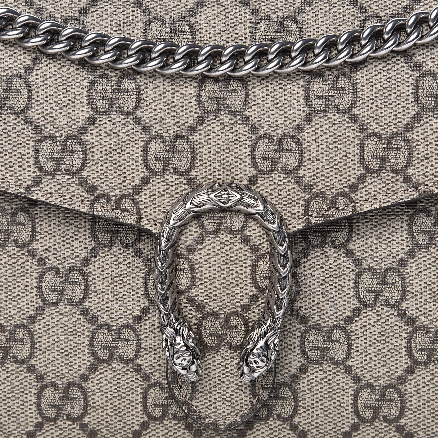 GG Supreme Monogram Mini Dionysus Chain Wallet Beige Taupe
