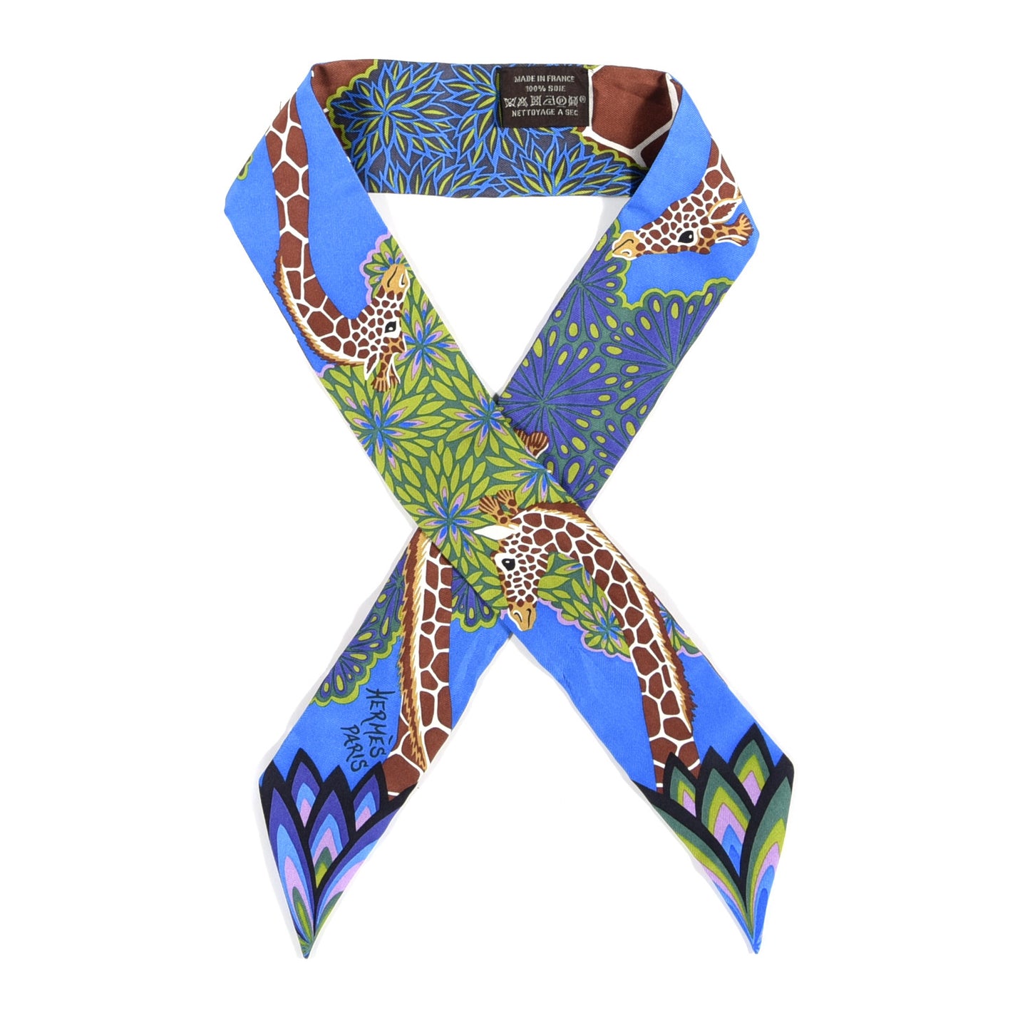 Silk The Three Graces Twilly Bleu Vert Marron