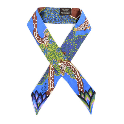 Hermes Silk The Three Graces Twilly Bleu Vert Marron 1 of 3