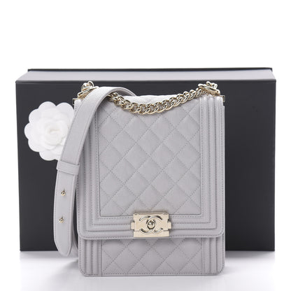 Chanel Caviar Quilted North South Boy Flap Light Grey 11 of 11