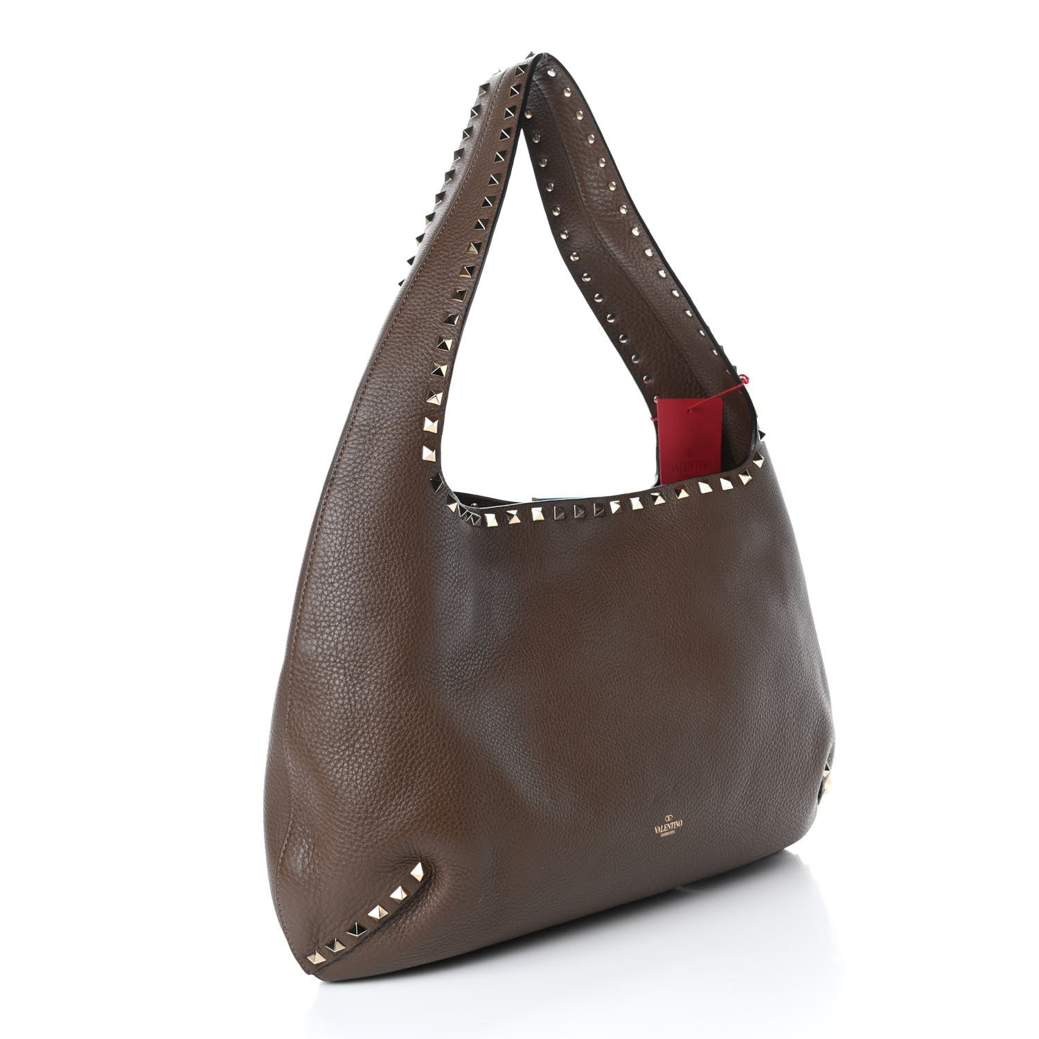 Valentino Garavani Grained Calfskin Large Rockstud Hobo Deep Taupe 2 of 4