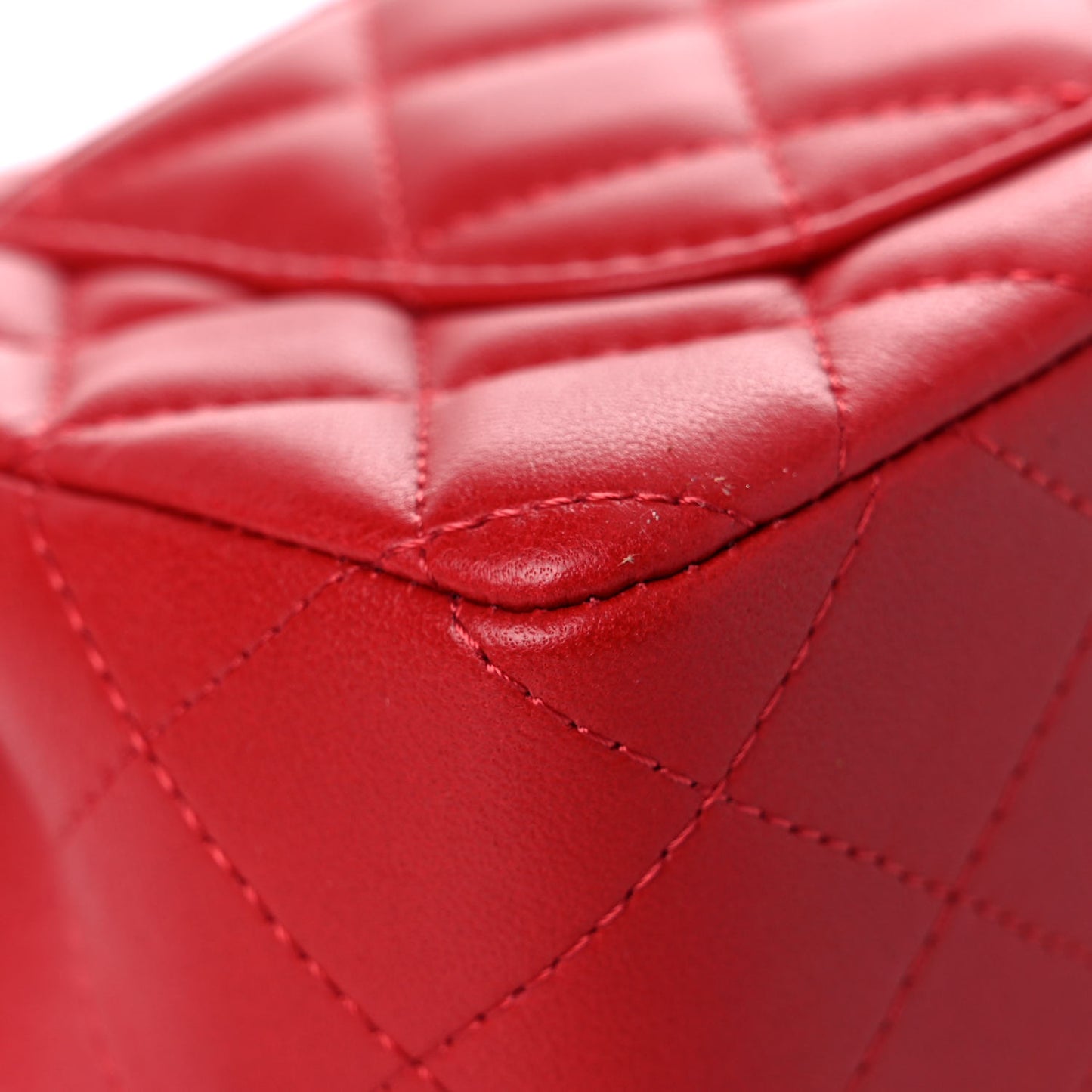 Lambskin Quilted Mini Rectangular Flap Red