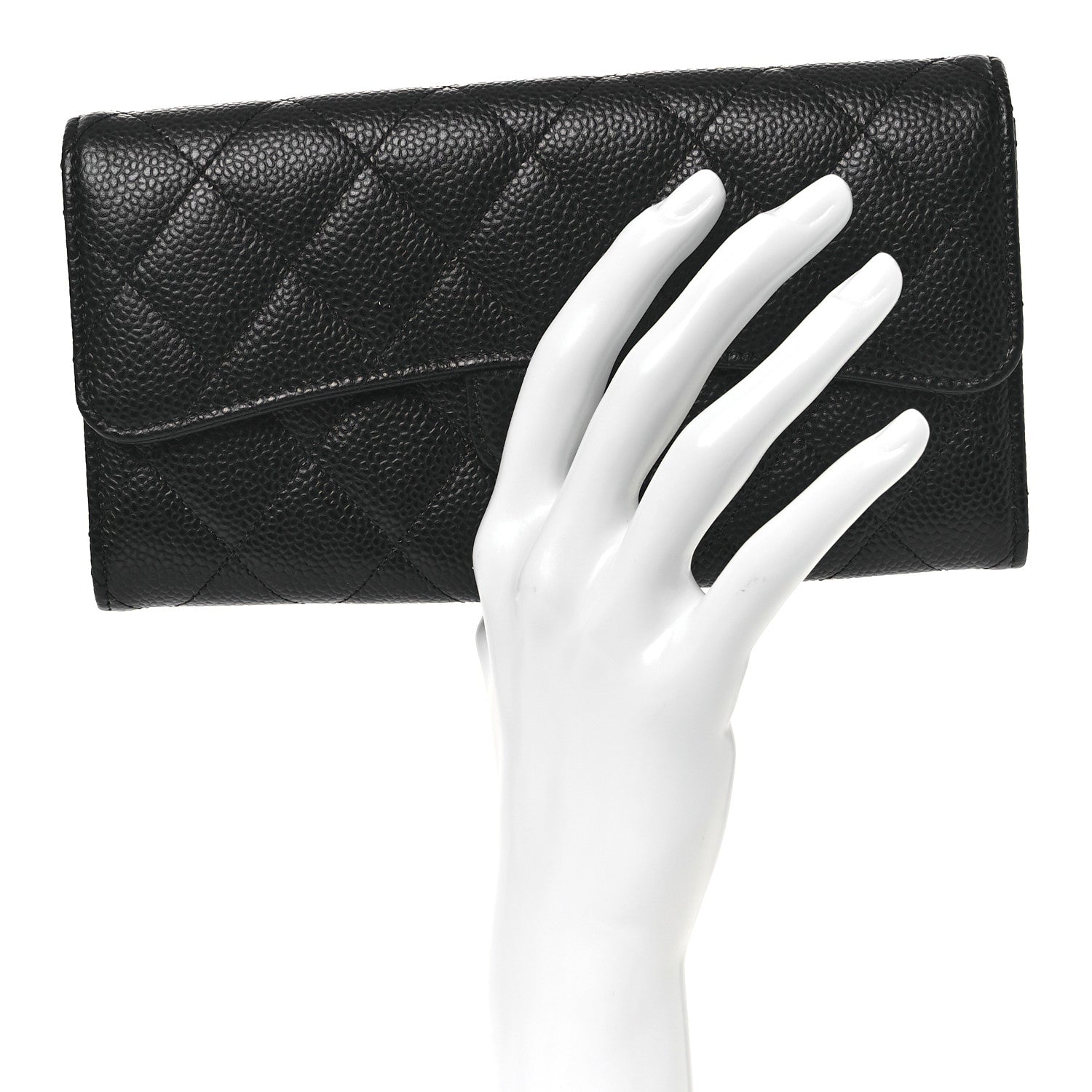 Chanel Caviar Quilted Large Gusset Flap Wallet Black 2 of 11