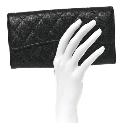 Chanel Caviar Quilted Large Gusset Flap Wallet Black 2 of 11