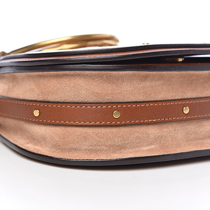 Chloe Calfskin Suede Floral Patchwork Small Nile Bracelet Bag Caramel 9 of 10